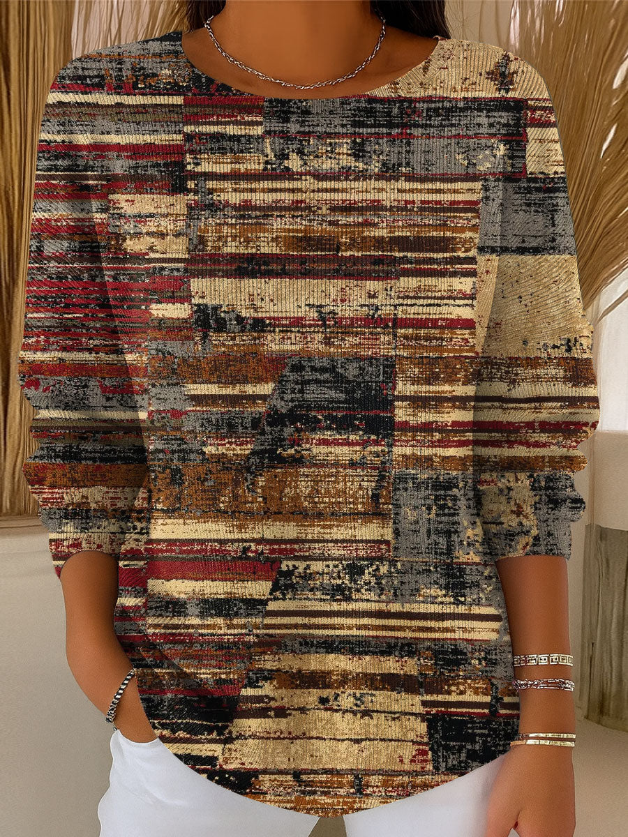 Women's Vintage Pattern Art Print Casual Pullover Sweater