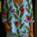 Women's Retro Floral Decorative Pattern Casual Cotton Linen Shirt