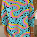 womens-contrast-polka-dot-lines-art-print-casual-pullover-sweater
