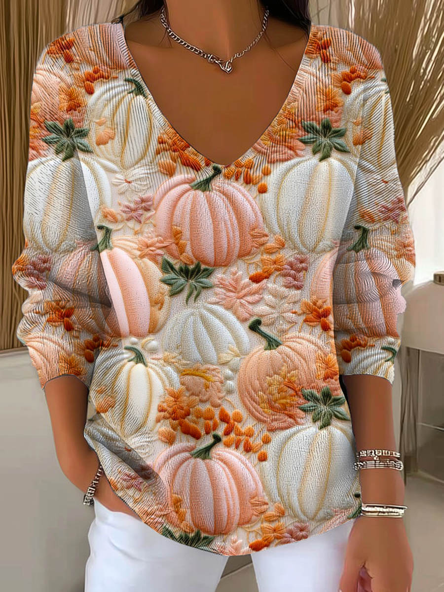 womens-lovely-pumpkin-pattern-art-print-casual-pullover-sweater-tpmo