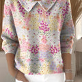 Women's Floral Flowers Casual Print Peter Pan Collar 3/4 Sleeve Sweater