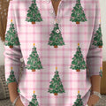 Women's Christmas Tree Art Print Buttoned Cardigan Sweater