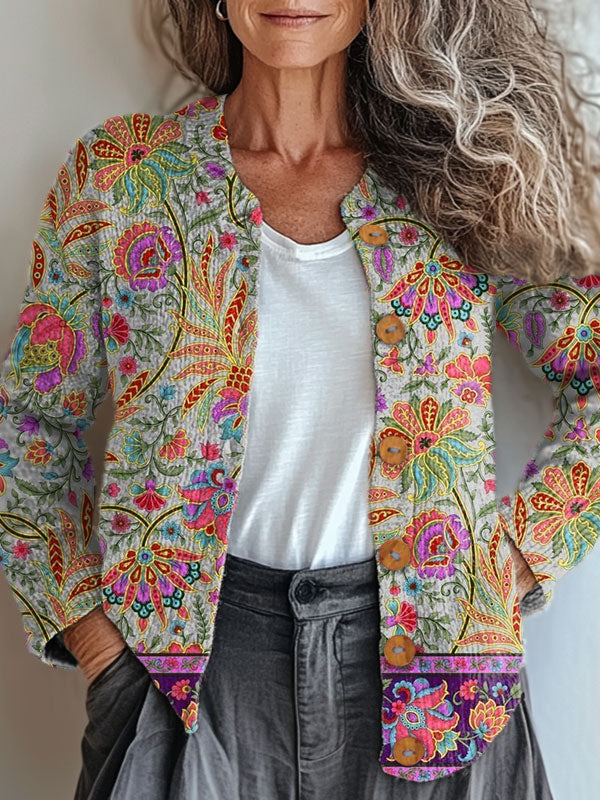 vintage-flower-art-print-buttoned-cardigan-sweater-syr2