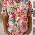 Women's Vintage Flower Pattern Printed Cotton Linen Top