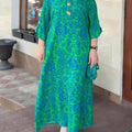 Loose-fitting Printed Dress with Metal Buttons