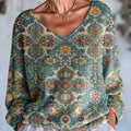 womens-ethnic-diamond-geometric-floral-painting-art-print-casual-pullover-sweater