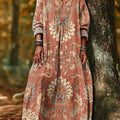 Vintage-Kleid für Damen mit ethnischem geometrischem Blumenmuster