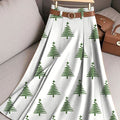 Women's Vintage Christmas Art Print Cotton Skirt