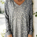 Women's Spotted Pattern Art Print V-neck Casual Cotton T-shirt