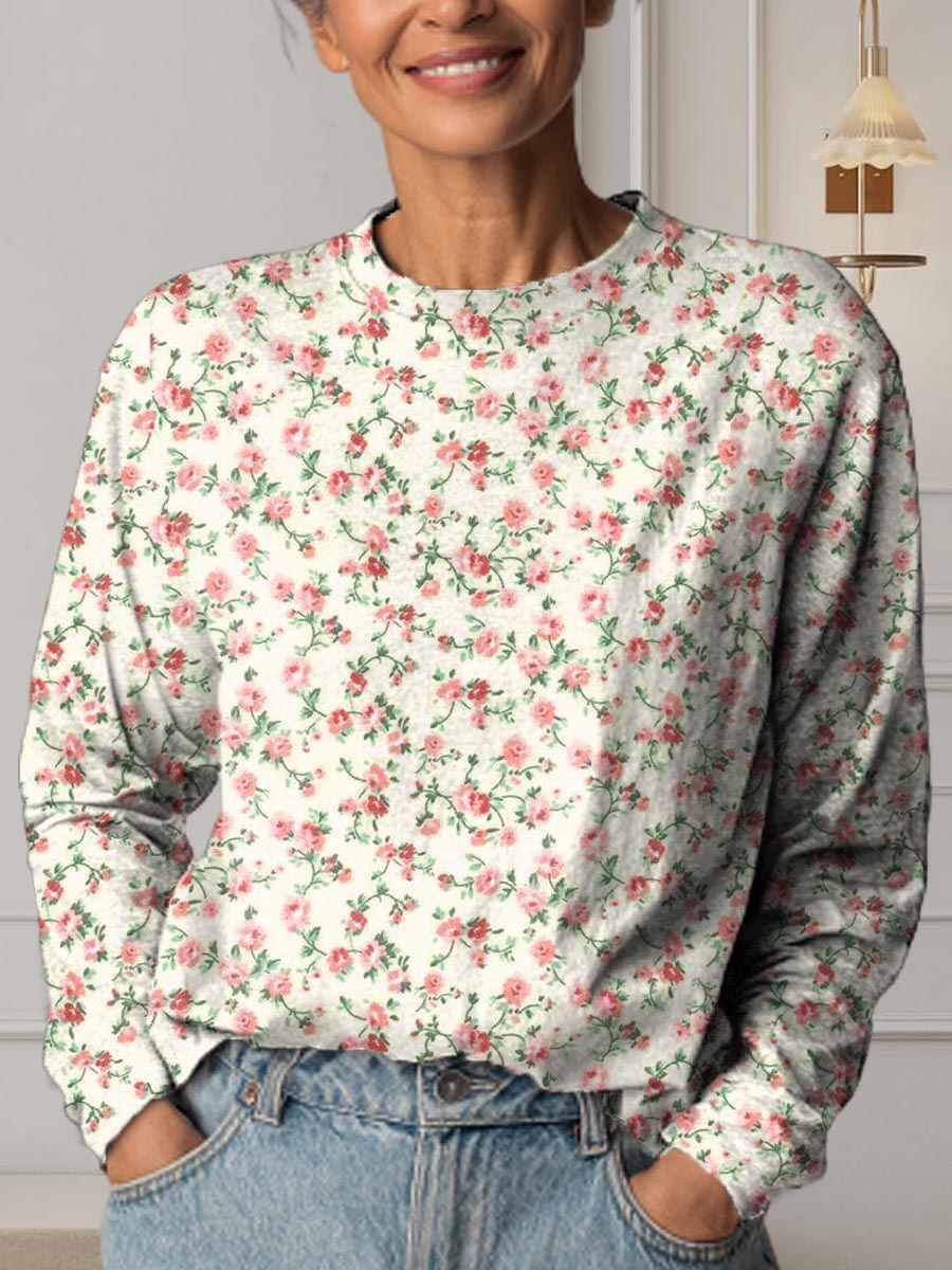 Women's Floral Art Print Casual Cotton T-Shirt