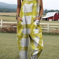 Women's  Brushstroke Printed  Casual 100% Cotton Wide Leg Jumpsuit