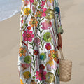 Robe en coton à imprimé floral vintage pour femme