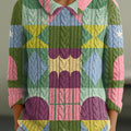 womens-colorful-abstract-geometric-color-block-art-print-casual-peter-pan-collar-3-4-sleeve-sweater