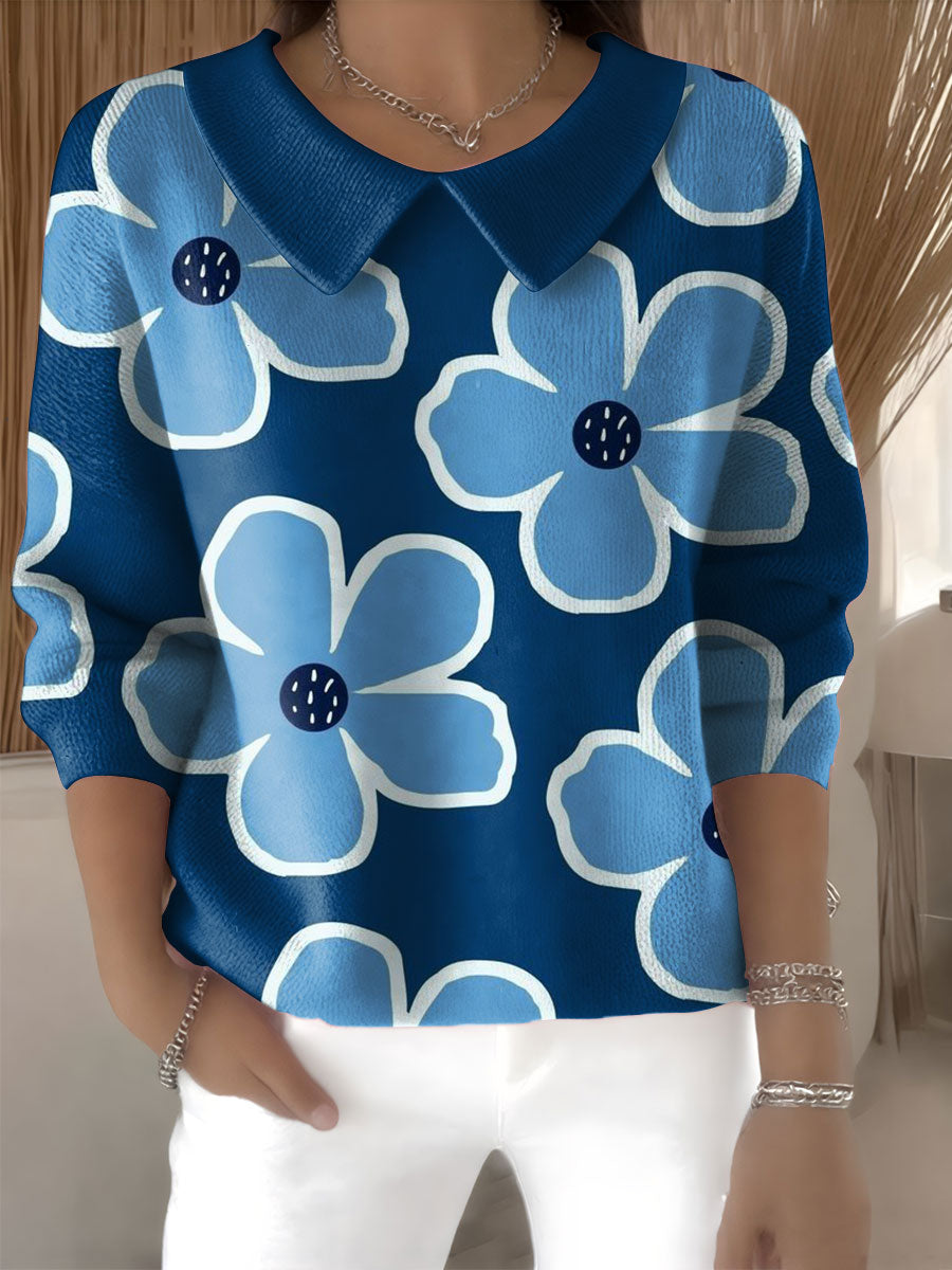 womens-floral-flowers-casual-print-peter-pan-collar-3-4-sleeve-sweater-kp2i