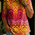 Women's Color Splicing Gradient Art Casual Loose Half Sleeve 100% Cotton T-shirt