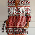 Women's Vintage Ethnic Pattern Art Print Casual Cotton Shirt