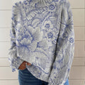 womens-vintage-floral-pattern-art-print-knit-turtleneck-pullover-sweater-t66l