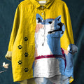 Shiba Inu Dog Graphic Printed Women's Casual Cotton And Linen Shirt