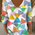 Women's Beautiful Colorful Triangle Painting Art Print Casual Pullover Sweater