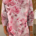 Women's Vintage Floral Art Print Casual Pullover Sweater