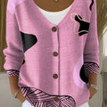 pink-irregular-striped-print-buttoned-v-neck-cardigan-sweater