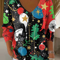 Women's Christmas Graffiti Pattern Print Casual Pullover Sweater