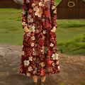 Women's Vintage Floral Art Print Cotton Lapel Shirt Dress