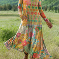 Women's Boho Floral Print Art Print Long-sleeved Dress
