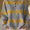 Women's Vintage Abstract Geometric Art Print Casual Cotton Shirt
