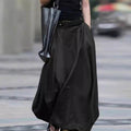 Women's Solid Color Loose Stylish Casual Cotton And Linen Skirt