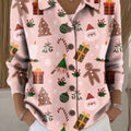 Women's Merry Christmas! Christmas Pattern Painting Art Print Cowl Neck Sweater