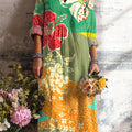 Women's Beautiful Vintage Floral Painting Art Print Dress