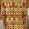 Women's Beautiful Winter Snowflake Christmas Tree Painting Art Print Casual Pullover Sweater