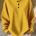 Casual Waffle Henry Collar Sweatshirt