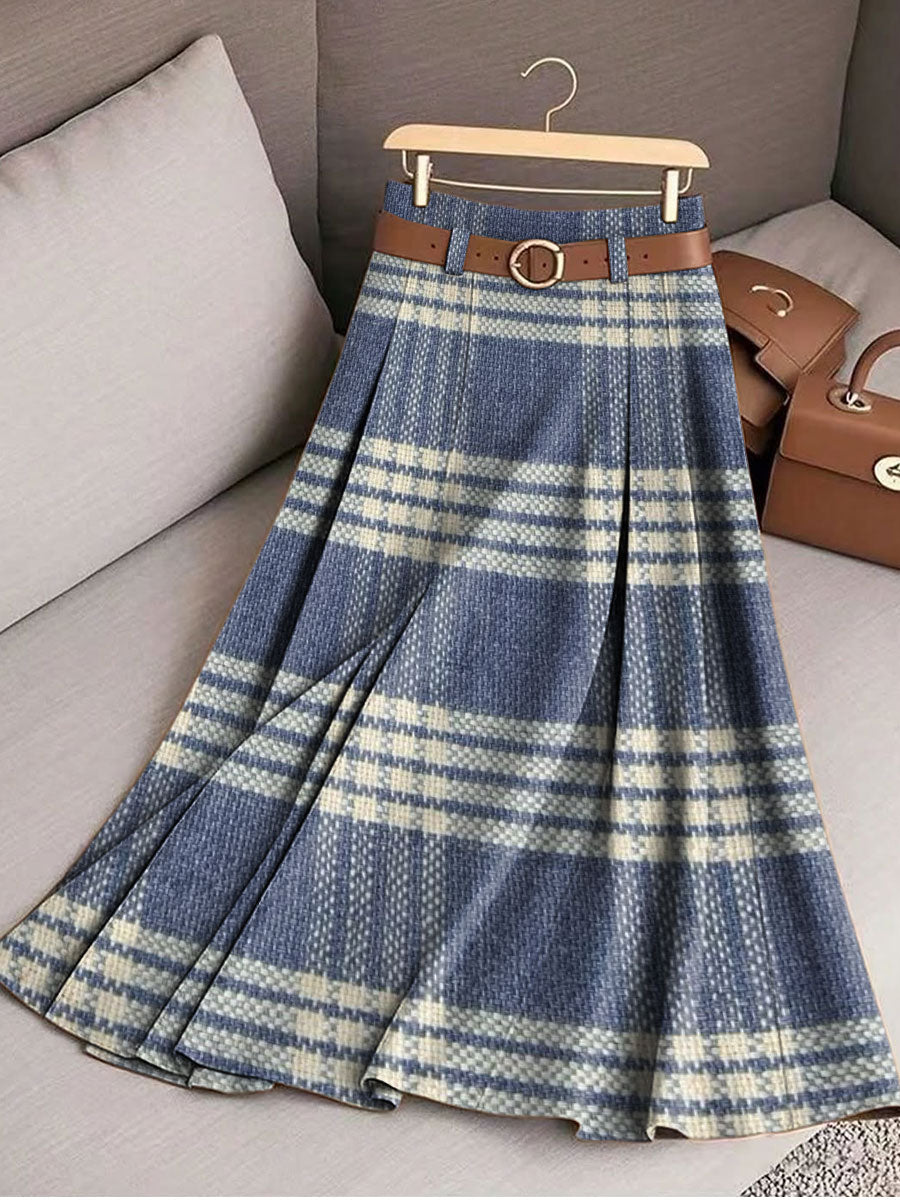 Women's Retro Stripe Pattern Casual Print Cotton Skirt