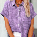 Chemise décontractée en coton à motif floral vintage pour femme 