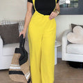 Women's Solid Color Casual Cotton and Linen Jumpsuit Wide-Leg Pants