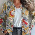 Vintage Flower Art Print Buttoned Cardigan Sweater