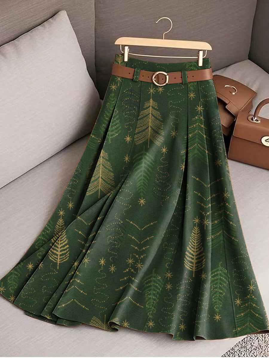 Women's Beautiful Vintage Winter Tree Pattern Art Print Cotton Skirt