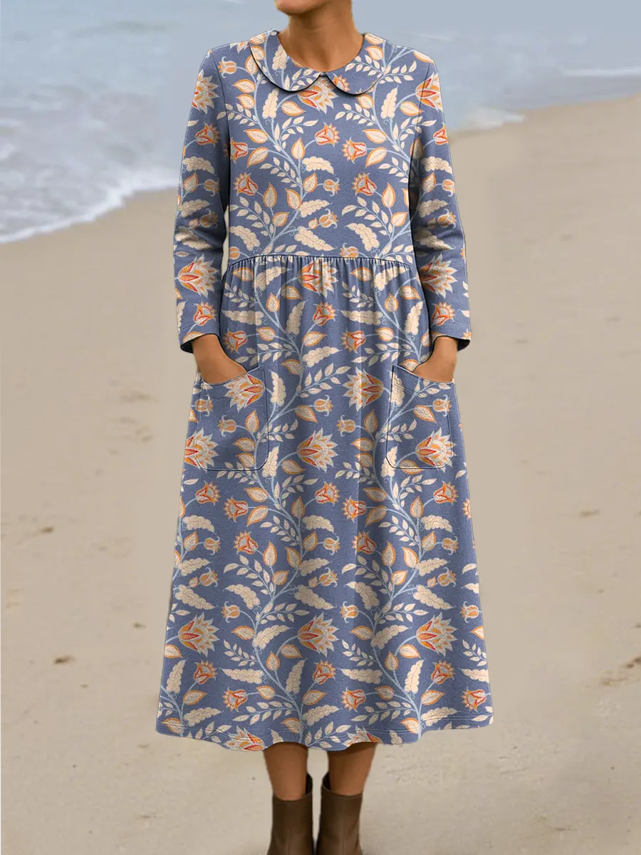 Women's Floral Art Print Casual Cotton Dress