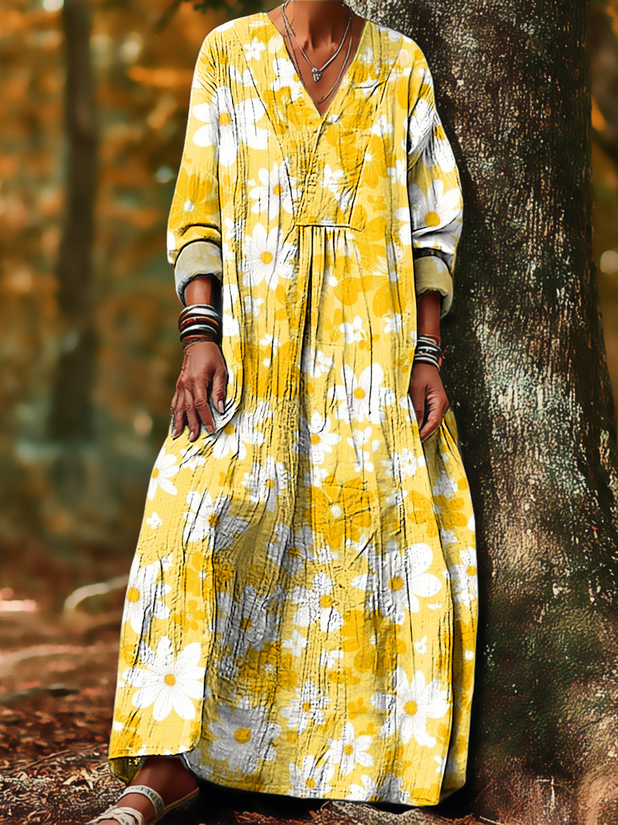 Women's Beautiful Flower Painting Art Print Dress