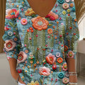 Pull décontracté à imprimé floral vintage pour femme