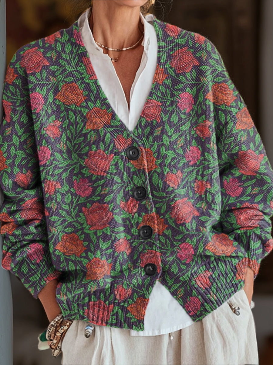 vintage-ethnic-floral-art-print-buttoned-v-neck-cardigan-sweater-idds