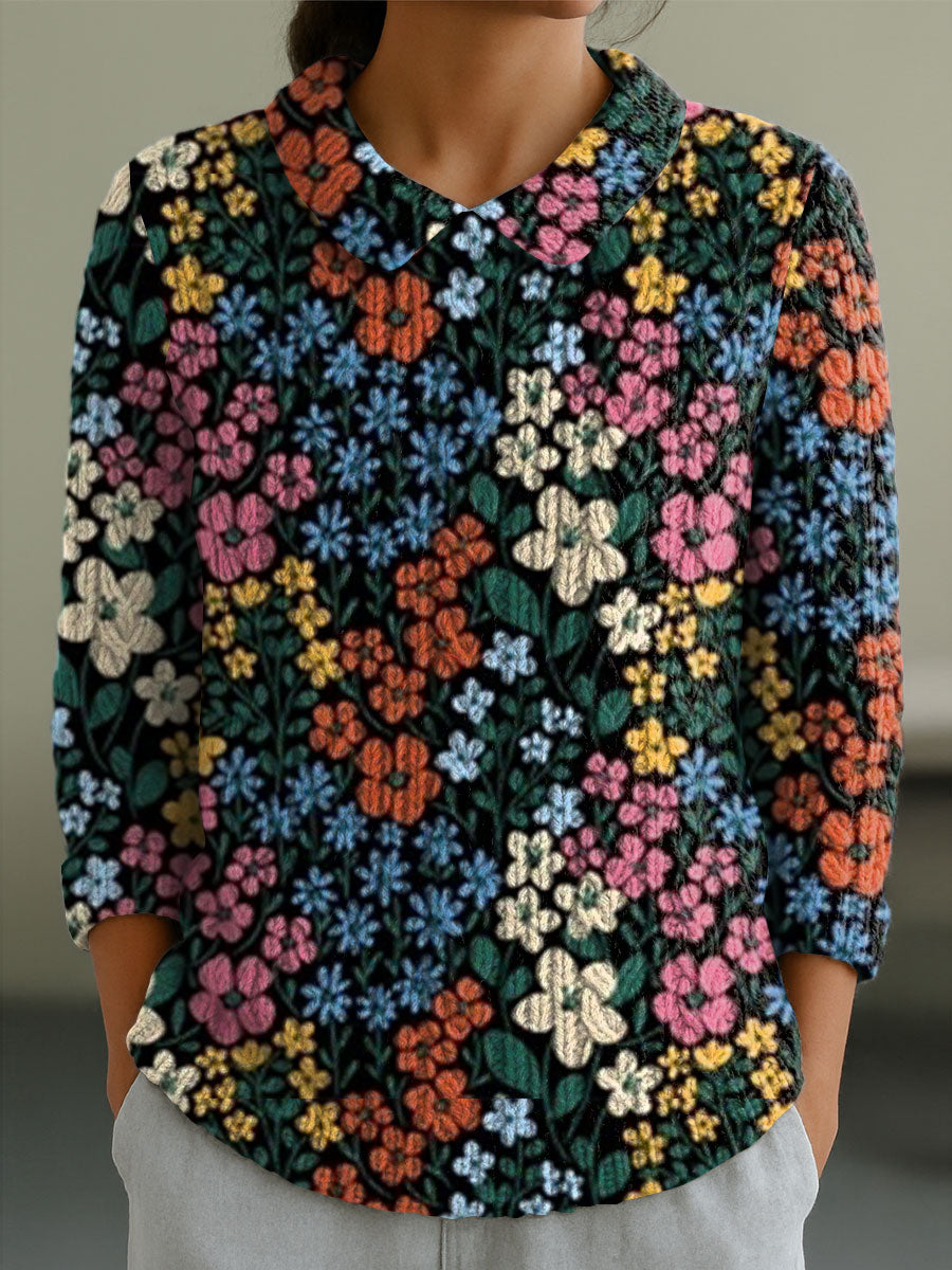 womens-flowers-casual-peter-pan-collar-3-4-sleeve-sweater-sb35