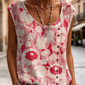 Women's Floral Pattern Art Print Casual Sleeveless Cotton Shirt