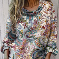 Women's Vintage Floral Art Print Casual Long Sleeve Comfortable Cotton Shirt