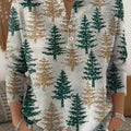 Women's Christmas Tree Art Print Buttoned Cardigan Sweater