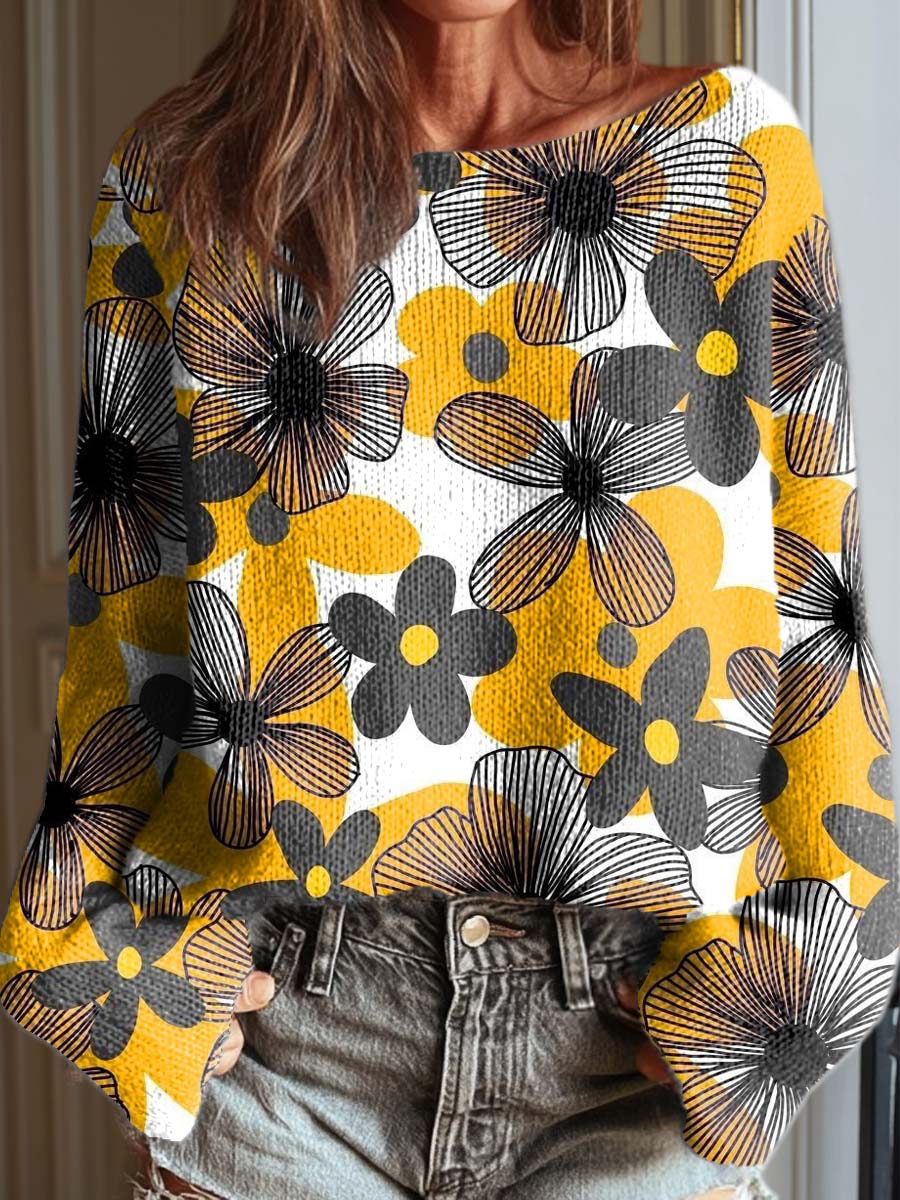 womens-vintage-floral-art-print-casual-pullover-sweater-7rrt