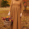 Elegant and Classic Solid Color Cowl Neck Pleated Midi Dress