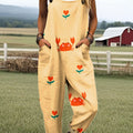 Women's Colorful Crab Art Pattern Print Casual 100% Cotton Jumpsuit